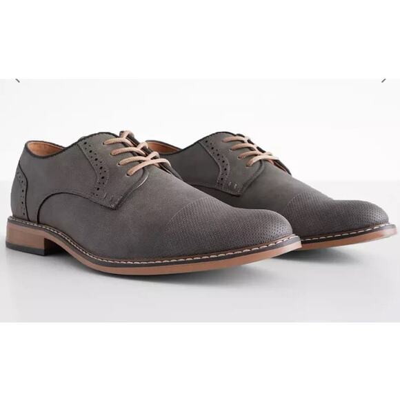 Madden Mens Allin Faux Leather Derby Shoes Size 11M Gray/Brown - Picture 1 of 10